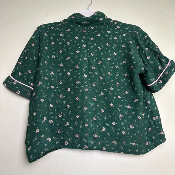 O'Neill Green Pink Floral Button Down Sleep Shirt NWT Women's Size Small - Picture 4 of 9